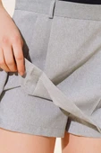 Pileli Mini Şort Etek Gri - 4
