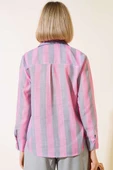 Kalın Çizgili Gömlek Pembe - 3