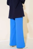 Beli Üç Katlı Bol Paça Pantolon Mavi thumbnail 3