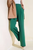 Beli Üç Katlı Bol Paça Pantolon Yeşil - 1
