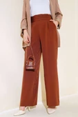 Beli Üç Katlı Bol Paça Pantolon Kahve thumbnail 2