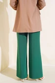 Beli Üç Katlı Bol Paça Pantolon Yeşil - 3