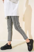 Taş Şeritli Dar Paça Pantolon Gri thumbnail 2