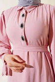Kol Bağlamalı Elbise Pembe - 4