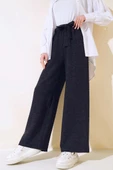 Kuşaklı Bol Paça Pantolon Siyah thumbnail 1