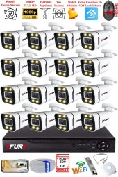 FURY 16 Kameralı 1080P Görüntü Gece Renkli Full Hd 4 x Ultra Led Gece Renkli Güvenlik Kamerası Seti 500GB thumbnail 1