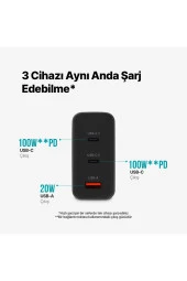 Ttec 2SCG04S SmartCharger Trio GAN 120W PD Seyahat 2 USB-C+USB-A Hızlı Şarj Aletİ - 3