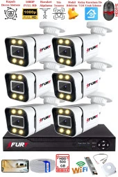 FURY 6 Kameralı 1080P Görüntü Gece Renkli Full Hd 4 x Ultra Led Gece Renkli Güvenlik Kamerası Seti 500GB - 1