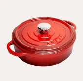 Sürel Degrade Kırmızı 28cm Yuvarlak Sığ Demir Döküm Tencere - 1