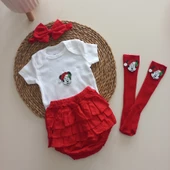 MARS BABY Kız Bebek Çocuk Kırmızı Fırfırşort Yılbaşı Noel Badili Çoraplı Takım - 1