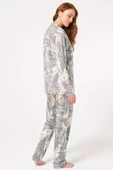Anıl Kadın Gri Uzun Kol Boydan Düğmeli Pijama Takımı 9842 thumbnail 2