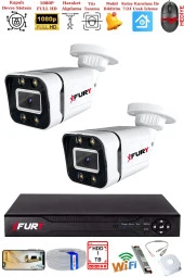FURY 2 Kameralı 1080P Görüntü Gece Renkli Full Hd 4 x Ultra Led Gece Renkli Güvenlik Kamerası Seti 1 TB thumbnail 2