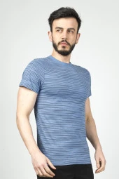 Cazador Erkek Bisiklet Yaka Tshirt 4014 İndigo thumbnail 3