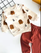 Neşeli Bebekler Filli Desen İki İplik Kumaş Mevsmlik Takım Kiremit thumbnail 2