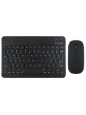 Apple iPad Mini 5 7.9" Uyumlu Kablosuz Bluetooth Şarj Edilebilir Mini Q Klavye Mouse Seti - Siyah - 1