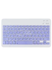 Apple iPad Mini 5 7.9" Uyumlu Kablosuz Bluetooth Şarj Edilebilir Mini Q Klavye Mouse Seti - Mor thumbnail 2