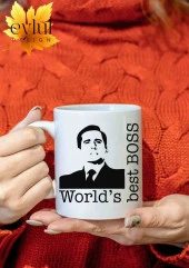 The Office Temalı Michael Scott Worlds Best Boss Özel Tasarım Baskılı Kupa Bardak Çay Kahve Bardağı thumbnail 1