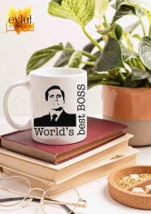 The Office Temalı Michael Scott Worlds Best Boss Özel Tasarım Baskılı Kupa Bardak Çay Kahve Bardağı thumbnail 2
