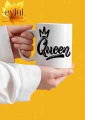 Queen Yazılı Eğlenceli Özel Tasarım Baskılı Kupa Bardak Hediye Çay-Kahve Bardağı - 1