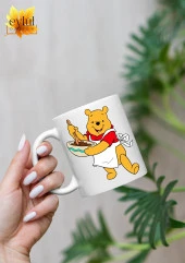Winnie the Pooh Temalı Sevimli Eğlenceli Özel Tasarım Baskılı Kupa Bardak Hediye Bardak thumbnail 1