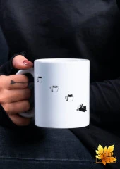 Kahve Kupasında Kedi Baskılı Özel Tasarım Renkli Baskılı Kupa Bardak thumbnail 1