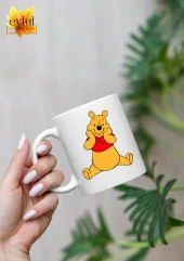 Winnie the Pooh Temalı Sevimli Eğlenceli Özel Tasarım Baskılı Kupa Bardak Hediye Bardak - 1