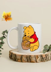 Winnie the Pooh Temalı Sevimli Eğlenceli Özel Tasarım Baskılı Kupa Bardak Hediye Bardak thumbnail 2