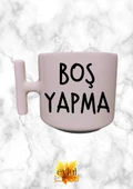 Boş Yapma Krem Rengi T Saplı Özel Tasarım Baskılı T Kupa Bardak Latte Bardağı - 1