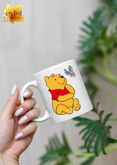Winnie the Pooh Temalı Sevimli Eğlenceli Özel Tasarım Baskılı Kupa Bardak Hediye Bardak thumbnail 1