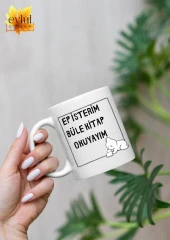 Ep İsterim Büle Kitap Okuyayım Yazılı Trakya Özel Tasarım Baskılı Kupa Bardak Hediye Kahve Bardağı - 1