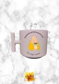 Krem Rengi T Saplı Eğlenceli Sevimli Kahve Temalı Özel Tasarım Baskılı T Kupa Bardak Latte Bardağı - 1