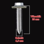 Betofast Vidası 6.3x35 mm Paket 100 ADET Sivri Uçlu Çatı Panel Beton Ağaç Vidası - 2