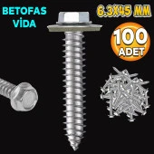 Betofast Vidası 6.3x45 mm Paket 100 ADET Sivri Uçlu Çatı Panel Beton Ağaç Vidası - 1