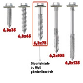 Betofast Vidası 6.3x75 mm Paket 100 ADET Sivri Uçlu Çatı Panel Beton Ağaç Vidası thumbnail 4
