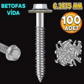 Betofast Vidası 6.3x75 mm Paket 100 ADET Sivri Uçlu Çatı Panel Beton Ağaç Vidası thumbnail 1