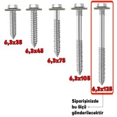 Betofast Vidası 6.3x125 mm Paket 100 ADET Sivri Uçlu Çatı Panel Beton Ağaç Vidası thumbnail 4