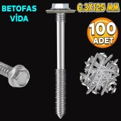 Betofast Vidası 6.3x125 mm Paket 100 ADET Sivri Uçlu Çatı Panel Beton Ağaç Vidası thumbnail 1