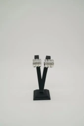 Pirinç Üçlü Gümüş Renk Halka Küpe - 4