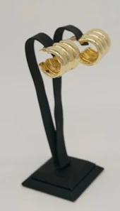 Pirinç Üçlü Gold Renk Halka Küpe - 1