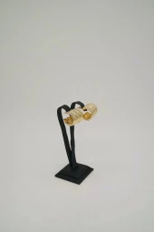 Pirinç Üçlü Gold Renk Halka Küpe - 3