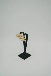 Pirinç Üçlü Gold Renk Halka Küpe - 4