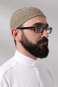 Kabartma Desen Örgülü Platinum Namaz Takkesi Kahverengi - 2