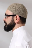 Kabartma Desen Örgülü Platinum Namaz Takkesi Kahverengi - 6