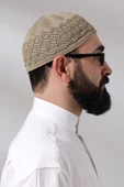 Kabartma Desen Örgülü Platinum Namaz Takkesi Kahverengi - 7