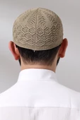 Kabartma Desen Örgülü Platinum Namaz Takkesi Kahverengi - 5