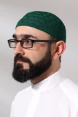 Kabartma Desen Örgülü Platinum Namaz Takkesi Yeşil - 1