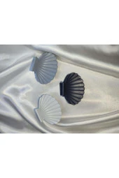 Kadın 3'lü Renkli Deniz Kabuğu Istiridye Desenli Mandal Toka Seti - 1