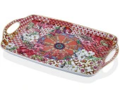 LAMEDORE LILYUM DESENLİ KULPLU TEPSİ 46,5X29X3,5 CM - 1