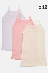 Kız Çocuk Pamuklu Penye 12 Li Ip Askılı Atlet - 1