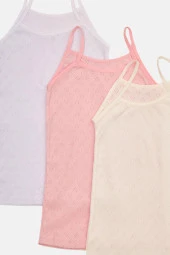 Kız Çocuk Pamuklu Penye 12 Li Ip Askılı Atlet - 2